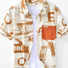 Men's Printed Button Up Short Sleeve Shirt - Khaki