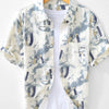 Men's Printed Button Up Short Sleeve Shirt - Apricot