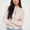 Coalition LA Zip Up Vegan Moto Jacket - Cream