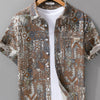 Men's Plus Size Button Up Short Sleeve Shirt - Brown