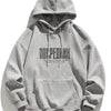 Men's Plus Size Drawstring Letter Dropped Shoulder Hoodie - Floral Gray