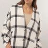 HYFVE Plaid Long Sleeve Jacket with Side Slit Pockets - Cream