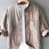 Men's Plus Size Button Up Long Sleeve Shirt - Coffee Color