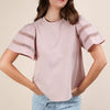 VERY J Lace Trim Sleeve Top - Blush