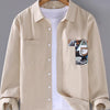 Men's Plus Size Button Up Long Sleeve Shirt - Apricot
