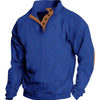 Men's Full Size Button Detail Long Sleeve Sweatshirt Plus Size - Royal Blue