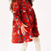 Children's Christmas Print Long Sleeve Dress - Red