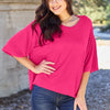 Basic Bae Full Size Round Neck Drop Shoulder T-Shirt - Hot Pink