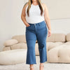 RFM Crop Chloe Full Size Tummy Control High Waist Raw Hem Jeans - Blue Slate