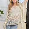 ADORA Boat Neck Crochet Lace Cover Up - BEIGE