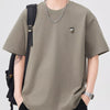 Men's Plus Size Round Neck Short Sleeve T-Shirt - Khaki