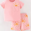 Children's Sun Round Neck Top and Shorts Set - Blush Pink