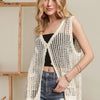 ADORA Button Down Crochet Vest Top - BEIGE