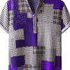 Men's Plus Size Color Block Short Sleeve Shirt - Purple