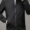 Men's Plus Size Full Zip Front Closure Bomber Jacket with Pockets - Black