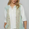 POL Lace-Up Hooded T-Shirt with Paisley Panel Detail - Light Green