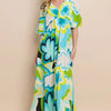 ODDI Floral Printed Slit Maxi Dress - Blue Yellow