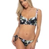 FLORAL PRINT UNDERWIRE TOP BIKINI SET - Black
