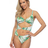 TROPICAL RING ACCENT CUTOUT ONE PIECE SWIMSUIT - Green