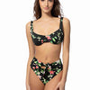 FLORAL UNDERWIRE TIE WAIST BIKINI SET - Black