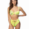 FLORAL UNDERWIRE TIE WAIST BIKINI SET - Neon Yellow