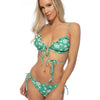 FLORAL RUFFLE TRIM TIED BIKINI - Green