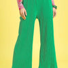 Umgee Wide Leg Textured Pants - Green