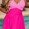 Crisscross V-Neck One-Piece Swimwear - Hot Pink