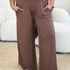 Basic Bae Full Size Smocked Wide Waistband Wide Leg Pants - Mocha