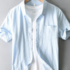 Men's Plus Size Button Up Short Sleeve Shirt - Light Blue