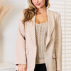 Devine Shawl Collar Long Sleeve Blazer - Tan