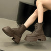 Lace Up Platform Boots - Khaki