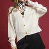 Umgee Button-Front V-Neck Knit Cardigan - Cream