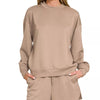 Zenana Scuba Long Sleeve Sweatshirt and Shorts Set - COCOA