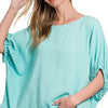 Zenana Woven Oversized Boxy Top - DUSTY TEAL