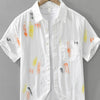 Men's Plus Size Printed Short Sleeve Button-Up Shirt - White