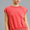 Umgee Round Neck Cap Sleeve Sweatshirt - Red