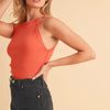Aemi + Co Ribbed Round Neck Tank - Pumpkin