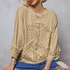 POL Floral Peace Patch Drop Shoulder T-Shirt - Tan