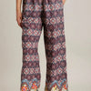 Umgee Full Size Mixed Print Elastic Waistband Pants Plus Size - MAROON MIX