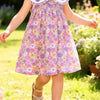 Children's Floral Smocked Peter Pan Collar Dress - Multicolor