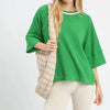 Umgee Ribbed Knit Top with Contrast Trim - GREEN