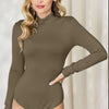 Basic Bae Full Size Mock Neck Long Sleeve Bodysuit - Mocha