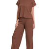 Zenana Sweater Boxy Top & Long Pants Set - RUM BROWN
