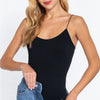 ACTIVE BASIC Ribbed Round Neck Seamless Cami Bodysuit - Black