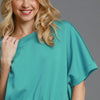 Umgee Full Size Lightweight Cropped Sweatshirt Plus Size - Turquoise