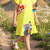 Children's Cartoon Animal Casual Dress - Yellow
