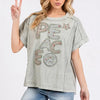 Mittoshop PEACE Round Neck Short Sleeve T-Shirt - Light Gray