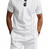 Men's Full Size Round Neck Short Sleeve Top and Shorts Set Plus Size - White