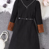 Children's Ribbed Knit Long Sleeve Dress - Black